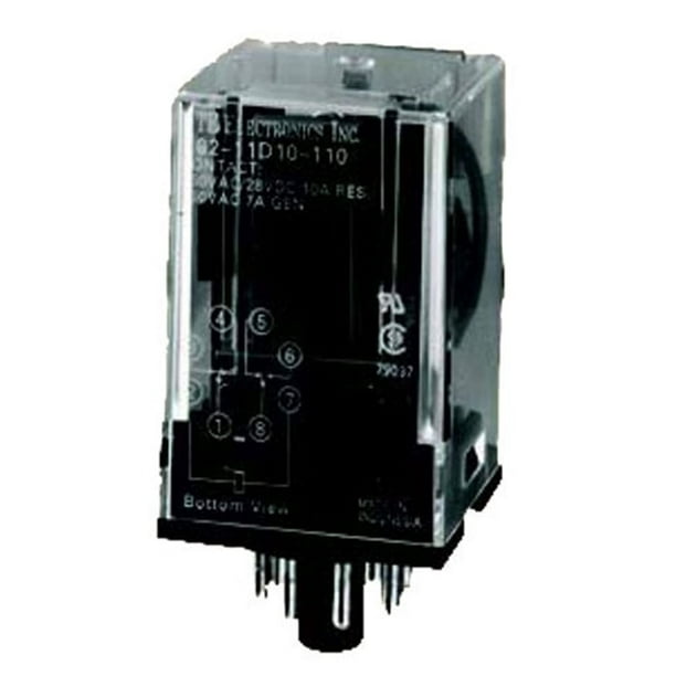 12 VDC Inc. 10 Amp NTE Electronics R02-11D10-12 R02 Series General Purpose Multicontact DC Relay 8 Pin Octal Plug DPDT Contact Arrangement 12 VDC Inc. 10 Amp NTE Electronics R02-11D10-12 R02 Series General Purpose Multicontact DC Relay 8 Pin Octal Plug DPDT Contact Arrangement